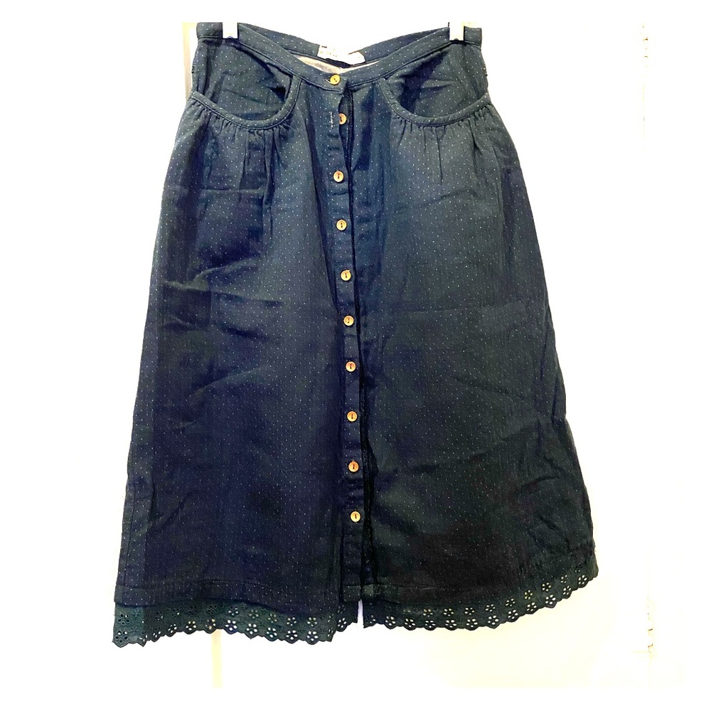 Beautiful cotton midi skirt small polka dots S